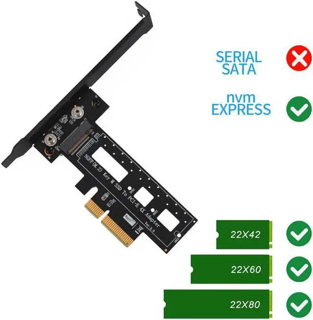 Alt view image 4 of 5 - M.2 PCIe Adapter M Key SSD to PCI-e 3.0 x4 Host Controller Expansion Card w/ Low Profile Bracket HeatSink for 2242 2260 2280 SSD With Black Heatsink