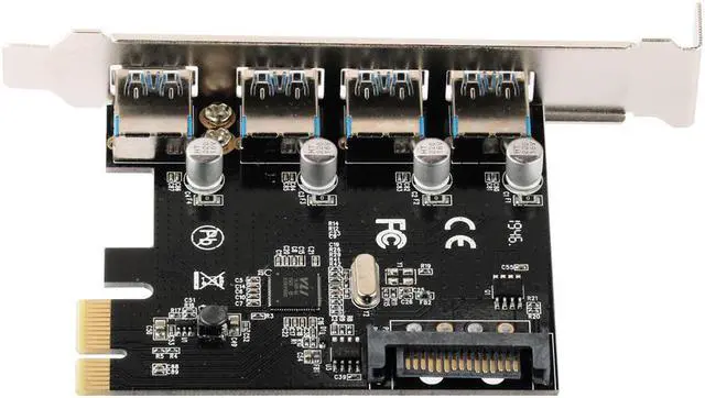 Alt view image 6 of 6 - 4 Port USB 3.0 PCI-e Expansion Card PCI Express PCIe USB 3.0 Hub Adapter 5Gbps Riser Controller Extender with SATA