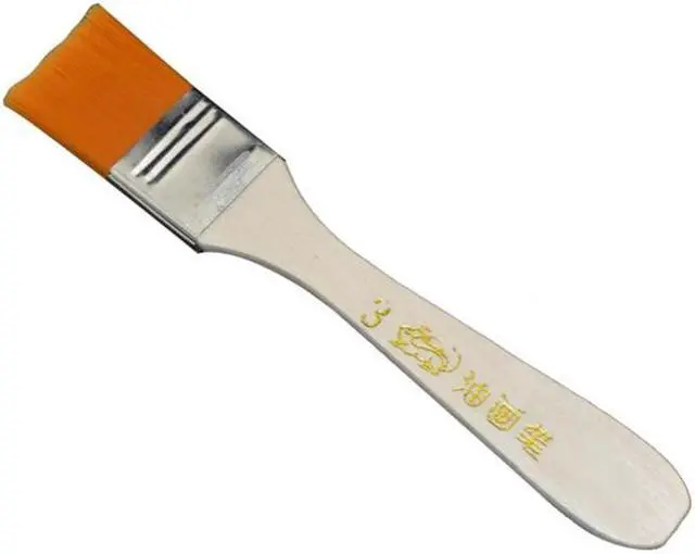 Alt view image 3 of 3 - 2PCS Orange Bristle Wooden Handle Oil Painting Paint Brush 0.9" Width