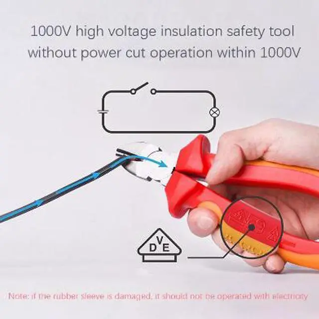 Alt view image 2 of 5 - 1000V Precision Wire Extension Cable Cut Diagona Nose Pliers Repair Tool Insulation