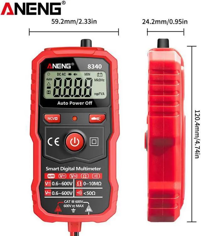 Alt view image 6 of 7 - Aneng 8340 Mini Smart Digital Multimeter Voltmeter Ohm Meter Anti-Burning Automatic Tester Professional Electrician Repair Tools
