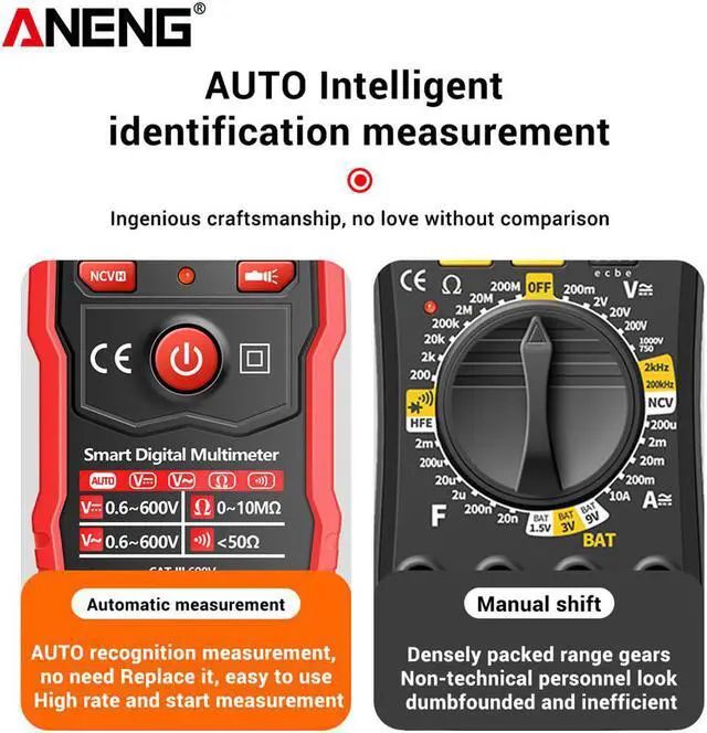 Alt view image 3 of 7 - Aneng 8340 Mini Smart Digital Multimeter Voltmeter Ohm Meter Anti-Burning Automatic Tester Professional Electrician Repair Tools