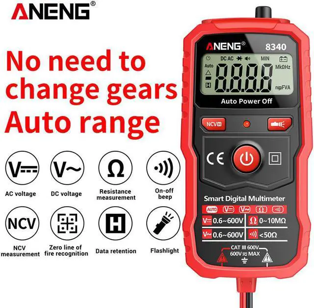 Alt view image 4 of 7 - Aneng 8340 Mini Smart Digital Multimeter Voltmeter Ohm Meter Anti-Burning Automatic Tester Professional Electrician Repair Tools