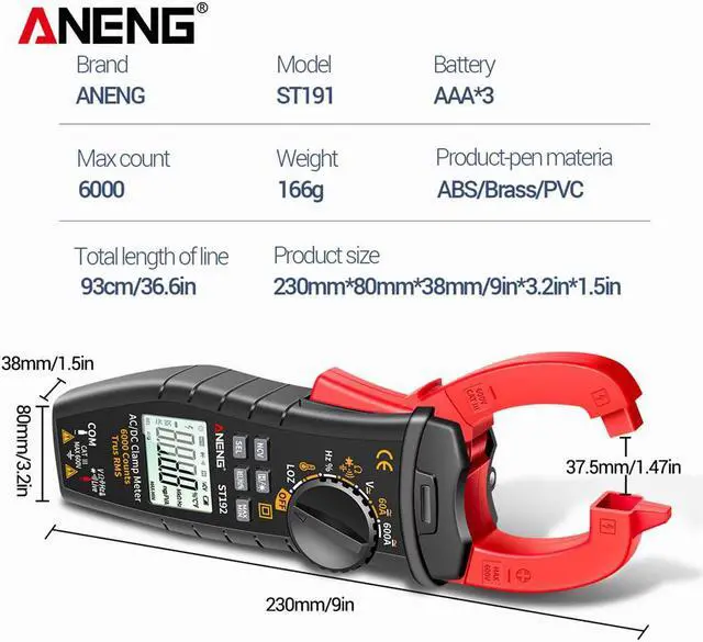 Alt view image 4 of 7 - ST191 Clamp Meter AC/DC Voltmeter Automatic Range Tester High Precision True RMS 6000 Count Clamp Multimeter