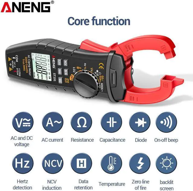 Alt view image 2 of 7 - ST191 Clamp Meter AC/DC Voltmeter Automatic Range Tester High Precision True RMS 6000 Count Clamp Multimeter