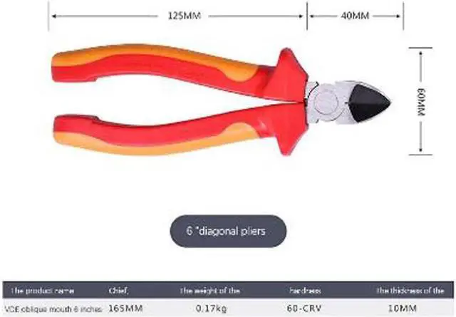 Alt view image 4 of 5 - 1000V Precision Wire Extension Cable Cut Diagona Nose Pliers Repair Tool Insulation