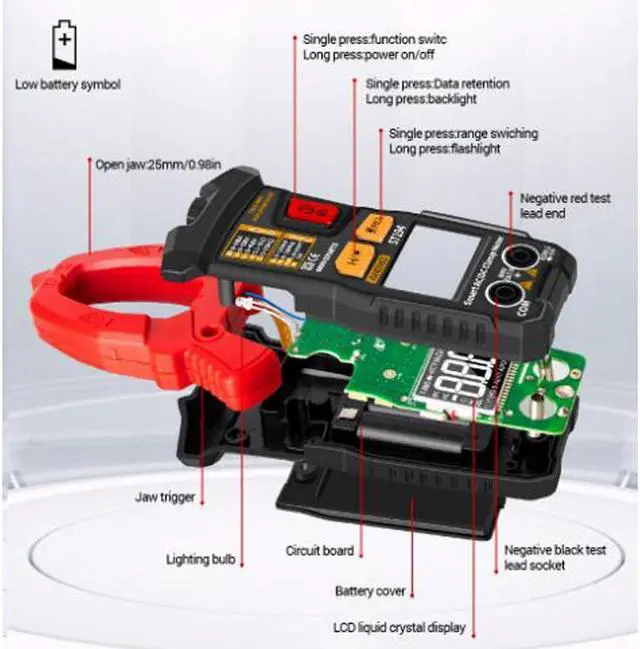 Alt view image 4 of 4 - ST194 Digital Clamp Meter Multimeter DC/AC Current Tester 600V Voltage True RMS Amp Meters 6000 Count Capacitor