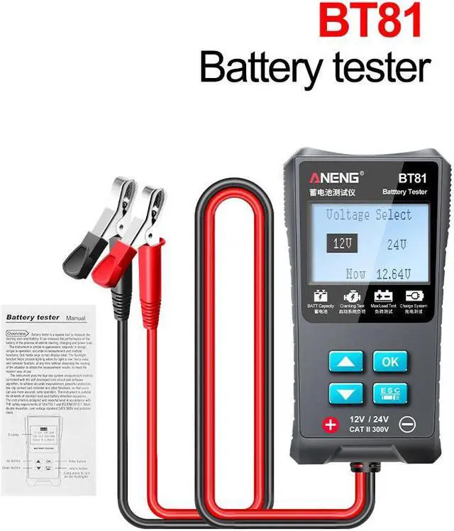 Alt view image 3 of 3 - ANENG BT81 Car Battery Tester 12V/24V 100 to 1700CCA Cranking Charging Circut Tester Battery Analyzer 12/24 Volts Battery Tools (no box)