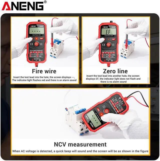 Alt view image 7 of 7 - Aneng 8340 Mini Smart Digital Multimeter Voltmeter Ohm Meter Anti-Burning Automatic Tester Professional Electrician Repair Tools