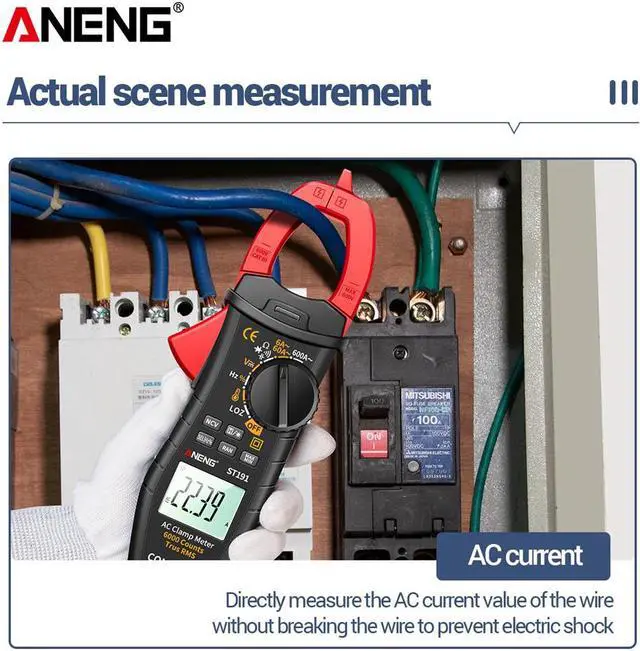 Alt view image 7 of 7 - ST191 Clamp Meter AC/DC Voltmeter Automatic Range Tester High Precision True RMS 6000 Count Clamp Multimeter