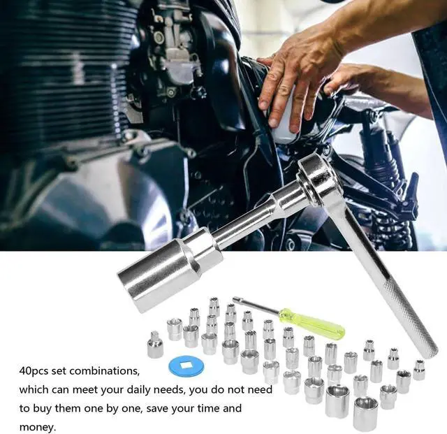 Alt view image 2 of 5 - 40 PCS Socket Set Practical Motorcycle Bicycle Auto Repairs Tool Set Household Hardware Tools Sleeve Ratchet Wrench Combination Tool Set with Storage Box