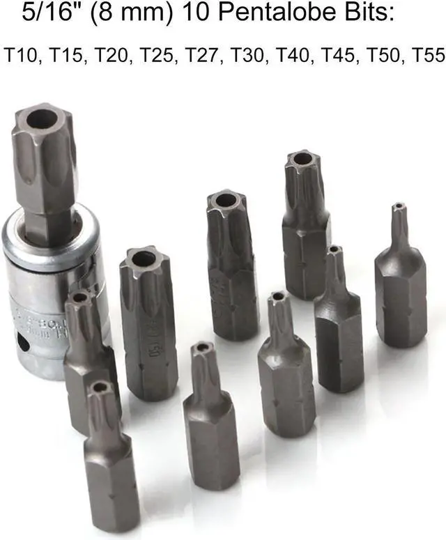 Main image of 34Pcs E-Torx Sockets Bit Set Male Female E-torx Bits 3/8'' 5/16'' Drive Kit ith Storage Box