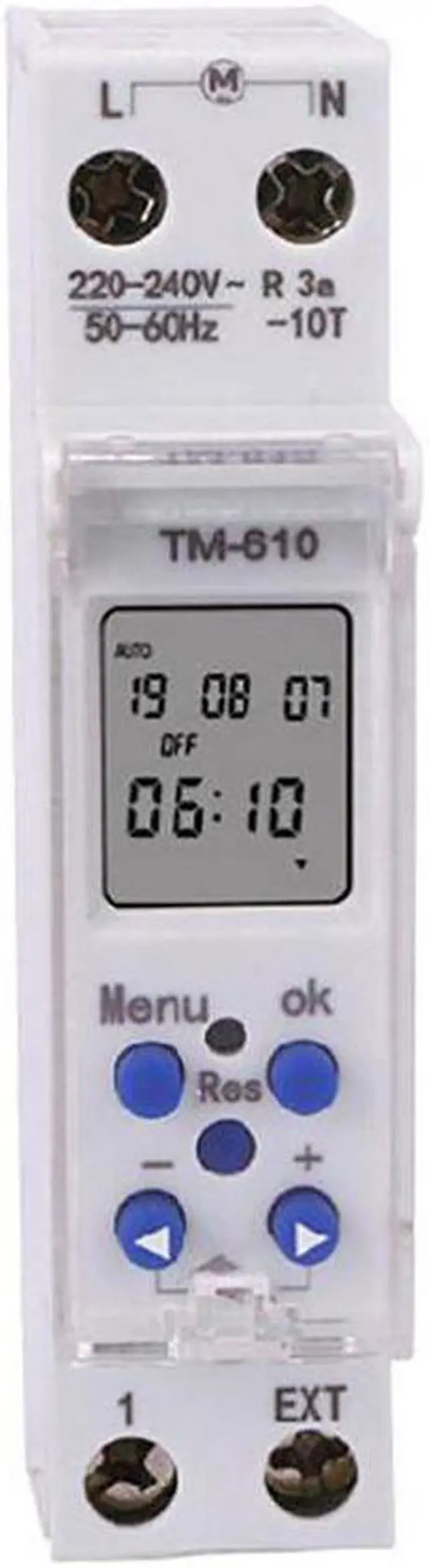Main image of TM610 Programmable Timer Switch LCD Display 18mm Single Module Din Rail 220V External Trigger Switch