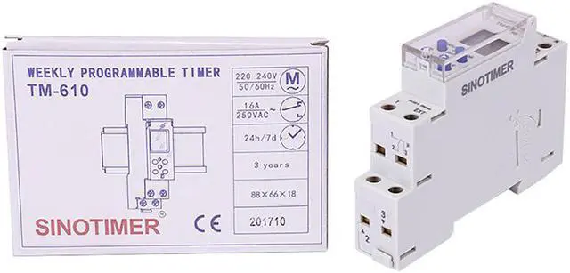 Alt view image 2 of 4 - TM610 Programmable Timer Switch LCD Display 18mm Single Module Din Rail 220V External Trigger Switch