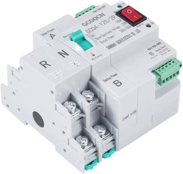 Alt view image 5 of 7 - Dual-Power Automatic Transfer Switch 2P 100A Household 35mm Rail Installation