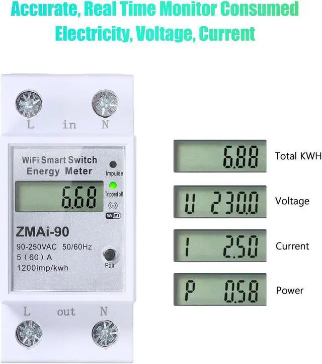 Alt view image 5 of 6 - Wifi Smart Home Energy Monitor Real Time Electricity Meter Easy Installation Remote APP Control