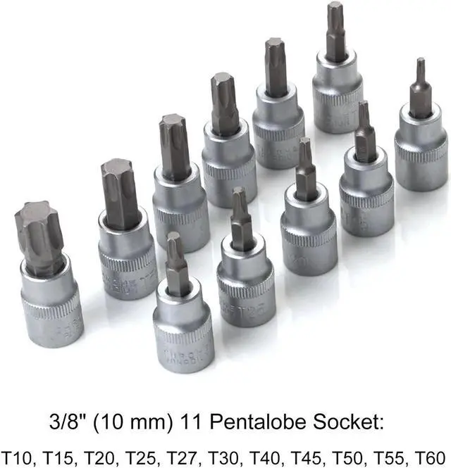 Alt view image 5 of 5 - 34Pcs E-Torx Sockets Bit Set Male Female E-torx Bits 3/8'' 5/16'' Drive Kit ith Storage Box