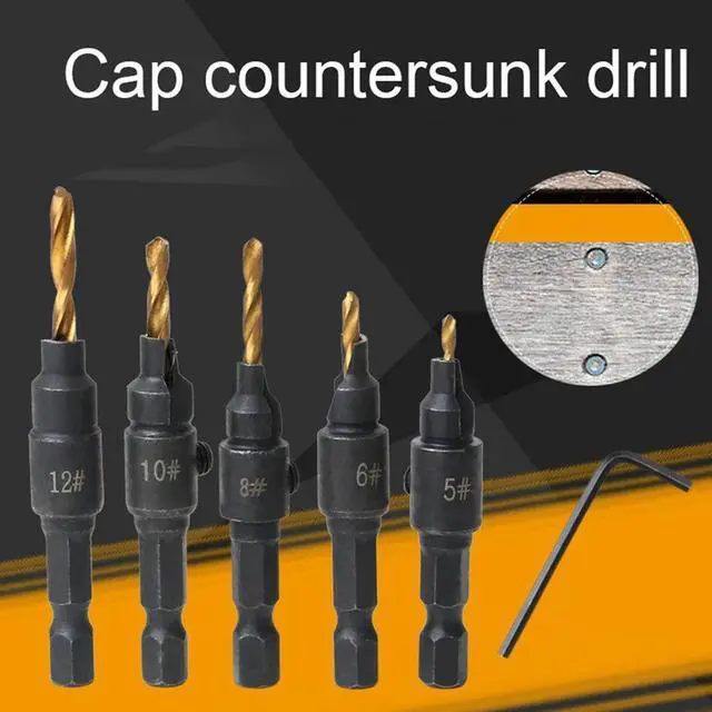 Alt view image 3 of 5 - Twist Drill Portable Countersunk Twist Drill Set 5#-12# Smooth Chip Removal Screw Cap Opener Sharp Tooth Edge