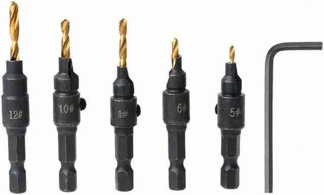 Alt view image 4 of 5 - Twist Drill Portable Countersunk Twist Drill Set 5#-12# Smooth Chip Removal Screw Cap Opener Sharp Tooth Edge