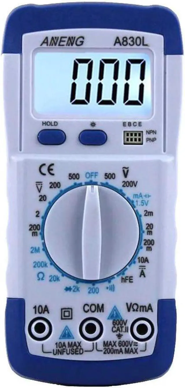 Alt view image 2 of 7 - A830L Portable Digital Multitester Backlight Ammeter Voltmeter Handheld LCD Digital Multimeter Current Tester - White