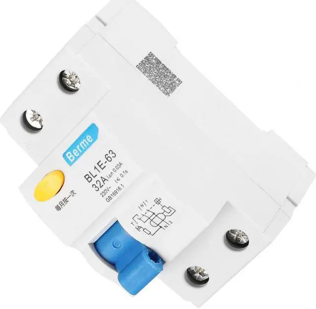 Alt view image 2 of 7 - BL1E-63 32A 1P+N RCCB Residual Current Circuit Breaker 230V 30mA Short Circuit Protection Current Circuit Breaker