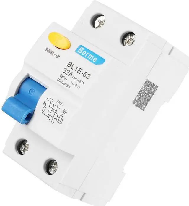 Alt view image 3 of 7 - BL1E-63 32A 1P+N RCCB Residual Current Circuit Breaker 230V 30mA Short Circuit Protection Current Circuit Breaker