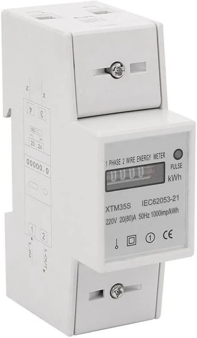 Alt view image 2 of 7 - 220V Digital DIN-Rail Electric Meter 1-phase 2 Wire 2P DIN-Rail Electronic Energy Meter KWh Meter(20(80)A)