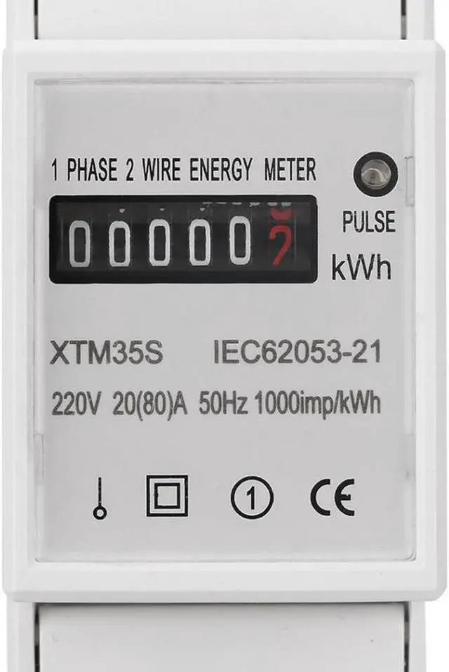Alt view image 3 of 7 - 220V Digital DIN-Rail Electric Meter 1-phase 2 Wire 2P DIN-Rail Electronic Energy Meter KWh Meter(20(80)A)