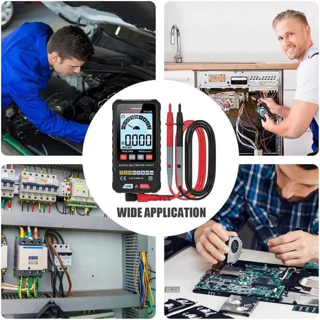 Alt view image 5 of 6 - HABOTEST HT124B Smart Digital Multimeter 4000 Counts True RMS Auto Ranging Voltage Meter with Backlight LCD Screen 600V AC DC Voltmeter Electric Test Pen LED Flashlight Multifunction Resistance Contin