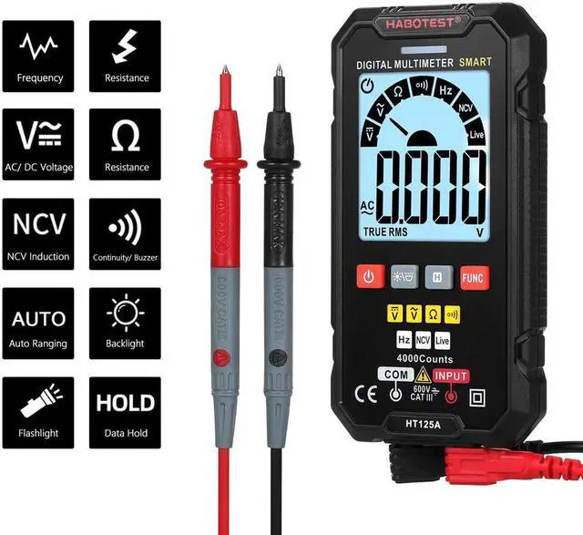 Alt view image 3 of 4 - HABOTEST HT125A Smart Digital Multimeter 4000 Counts True RMS Auto Ranging Voltage Meter 600V AC DC Voltmeter Electric Test Pen