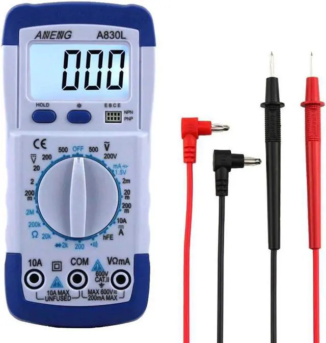 Main image of A830L Portable Digital Multitester Backlight Ammeter Voltmeter Handheld LCD Digital Multimeter Current Tester - White