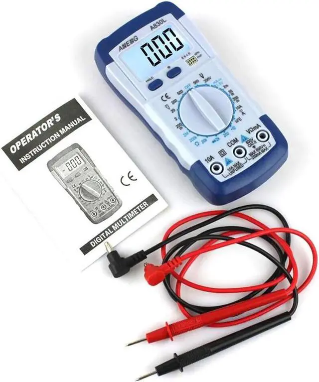 Alt view image 6 of 7 - A830L Portable Digital Multitester Backlight Ammeter Voltmeter Handheld LCD Digital Multimeter Current Tester - White