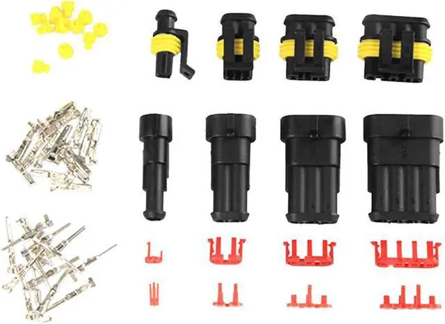 Alt view image 2 of 7 - 352 PCS Waterproof Car Electric Cable Connector Terminal Plug Kit Set 1 2 3 4 Pin Truck Plug Car Spark Connector Assorted Box Portable