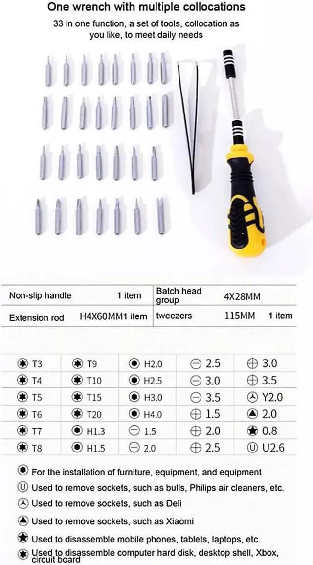 Alt view image 5 of 7 - Screwdriver Kit with CR-V Precision Bits DIY Screw Driver Set