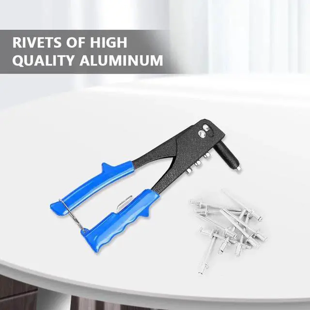 Alt view image 6 of 7 - Rivet Gun Kit Heavy Duty Single Hand Manual Riveter with 40 PCS Rivets 4 Interchangeable Heads 3/32 Inch 1/8 Inch 5/32 Inch 3/16 Inch for Metal Automotive Railway Blue