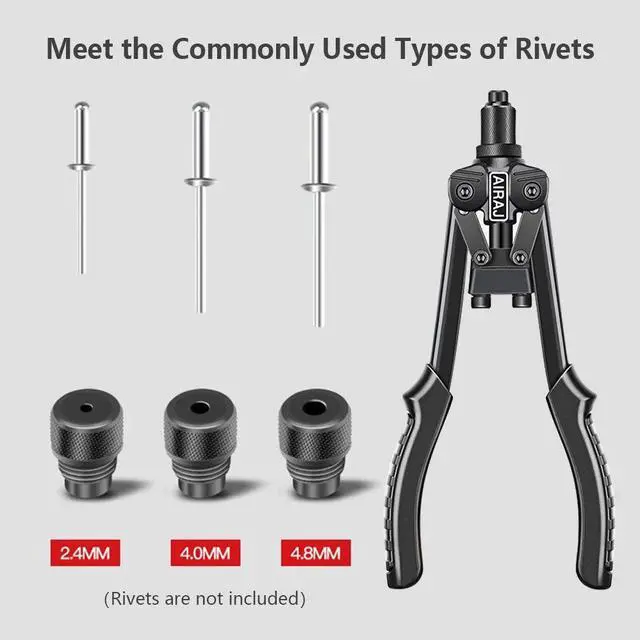 Alt view image 5 of 6 - Rivet Gun Heavy Duty Single Hand Manual Riveter for Metal Automotive Repairing Railway for 1/8 Inch 5/32 Inch 3/16 Inch Aluminium Stainless Steel Rivets Black