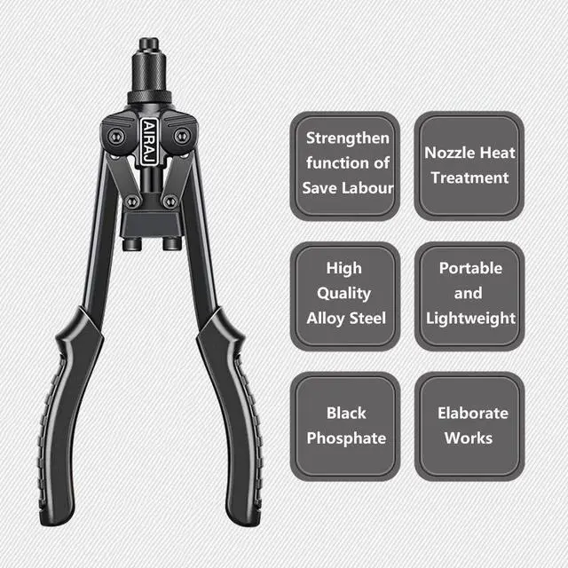 Alt view image 4 of 6 - Rivet Gun Heavy Duty Single Hand Manual Riveter for Metal Automotive Repairing Railway for 1/8 Inch 5/32 Inch 3/16 Inch Aluminium Stainless Steel Rivets Black