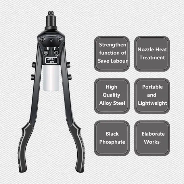 Alt view image 3 of 7 - Rivet Gun Heavy Duty Single Hand Manual Riveter for Metal Automotive Repairing Railway for 3/32 Inch 1/8 Inch 5/32 Inch 3/16 Inch 1/4 Inch Aluminium Stainless Steel Rivets Black