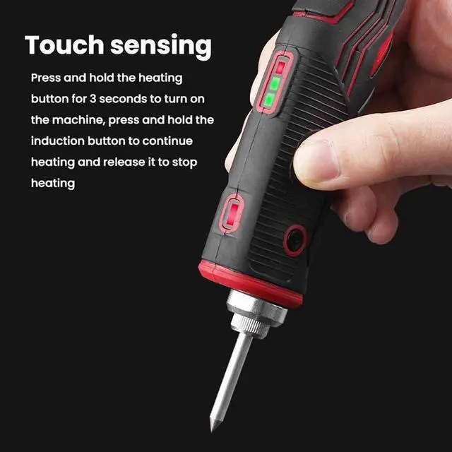 Alt view image 4 of 7 - Portable Cordless Soldering Iron Home DIY Handheld Electric Iron Rapid Internal Heating Electric Iron Power Display Function with LED Lighting with Holder