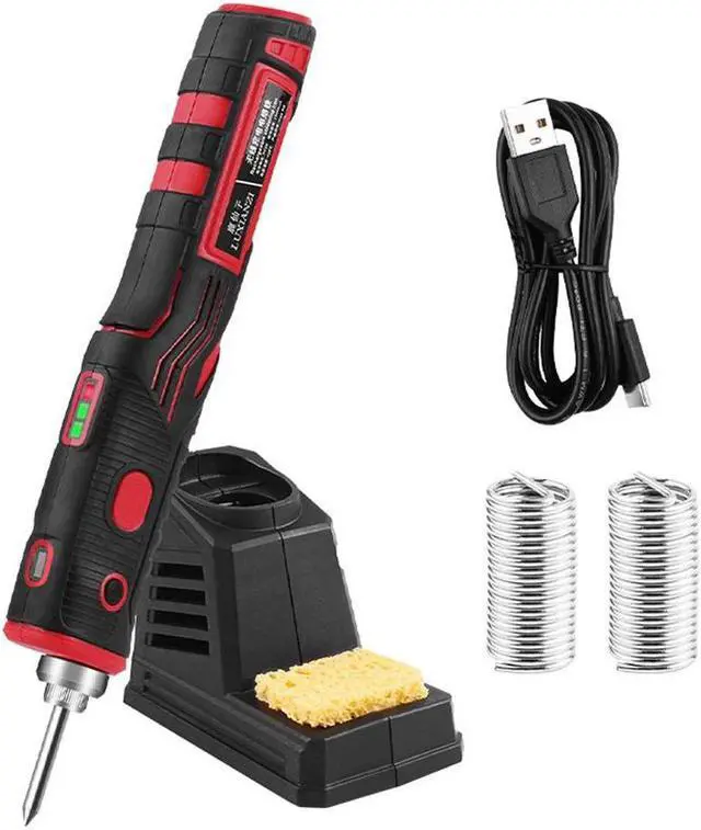 Main image of Portable Cordless Soldering Iron Home DIY Handheld Electric Iron Rapid Internal Heating Electric Iron Power Display Function with LED Lighting with Holder