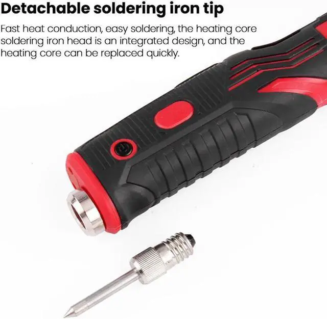 Alt view image 7 of 7 - Portable Cordless Soldering Iron Home DIY Handheld Electric Iron Rapid Internal Heating Electric Iron Power Display Function with LED Lighting with Holder