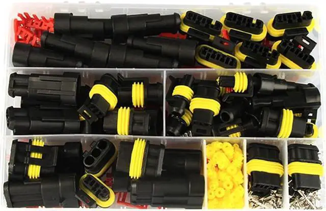 Alt view image 5 of 7 - 352 PCS Waterproof Car Electric Cable Connector Terminal Plug Kit Set 1 2 3 4 Pin Truck Plug Car Spark Connector Assorted Box Portable
