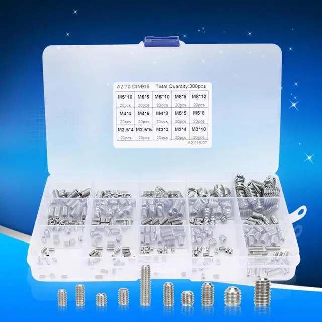 Alt view image 5 of 6 - 300Pcs Set Screw Hex Socket Stainless Steel 304 Fasteners for Electronics Industry Fasteners