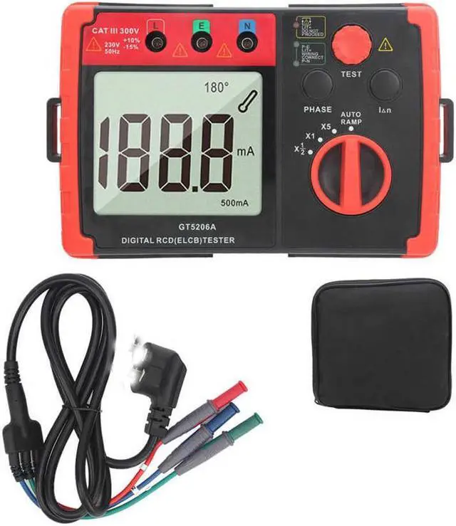 Alt view image 7 of 7 - GT5206A Leakage Protector Tester 230V/50Hz Digital RCD (ELCB) Tester Leakage Protection Switch Detector Testing Instrument