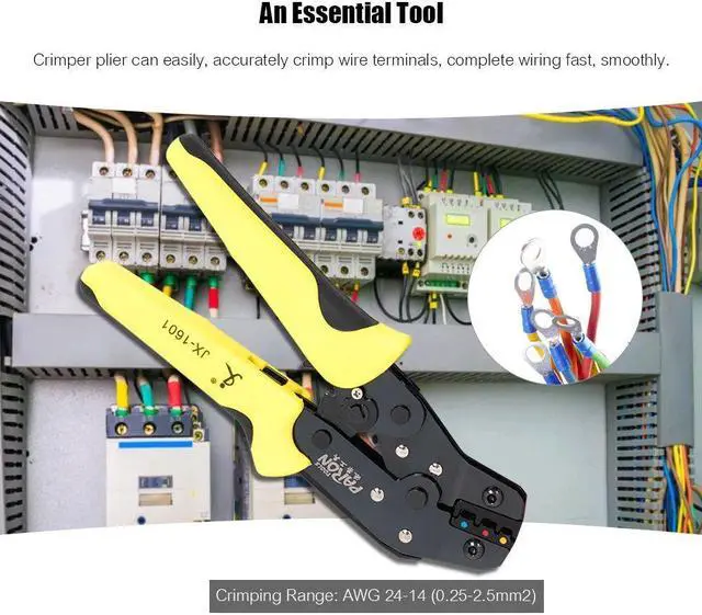 Alt view image 5 of 7 - Crimping Tool Kit Includes 24-14 AWG Ratcheting Wire Crimper Plier 280pcs Insulated Wire Terminal Connectors 40pcs Cable Ties