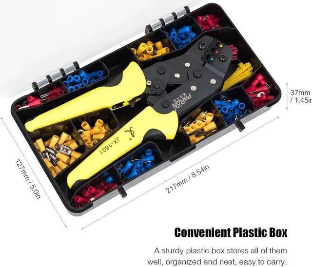 Alt view image 3 of 7 - Crimping Tool Kit Includes 24-14 AWG Ratcheting Wire Crimper Plier 280pcs Insulated Wire Terminal Connectors 40pcs Cable Ties