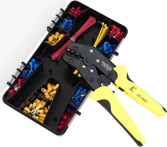Alt view image 6 of 7 - Crimping Tool Kit Includes 24-14 AWG Ratcheting Wire Crimper Plier 280pcs Insulated Wire Terminal Connectors 40pcs Cable Ties