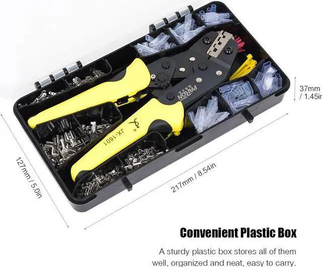 Alt view image 4 of 6 - Crimping Tool Kit Includes 26-16 AWG Ratcheting Wire Crimper Plier 280pcs Male Female Wire Spade Connectors 140pcs Insulation Sleeves 40pcs Cable Ties