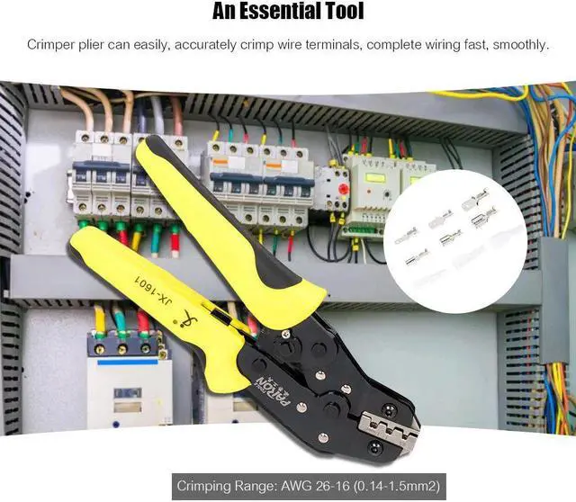 Alt view image 6 of 6 - Crimping Tool Kit Includes 26-16 AWG Ratcheting Wire Crimper Plier 280pcs Male Female Wire Spade Connectors 140pcs Insulation Sleeves 40pcs Cable Ties