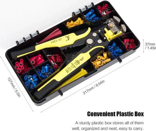 Alt view image 5 of 6 - Wiring Tool Kit Includes 24-10 AWG Multifunctional Wire Stripper Cutter Crimper 230pcs Insulated Wire Terminal Connectors 40pcs Cable Ties